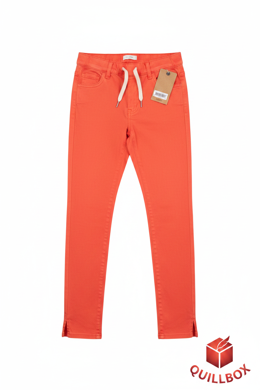 Pantalón skinny naranja niña UNIT GIRL 128 - vista frontal completa etiqueta kids