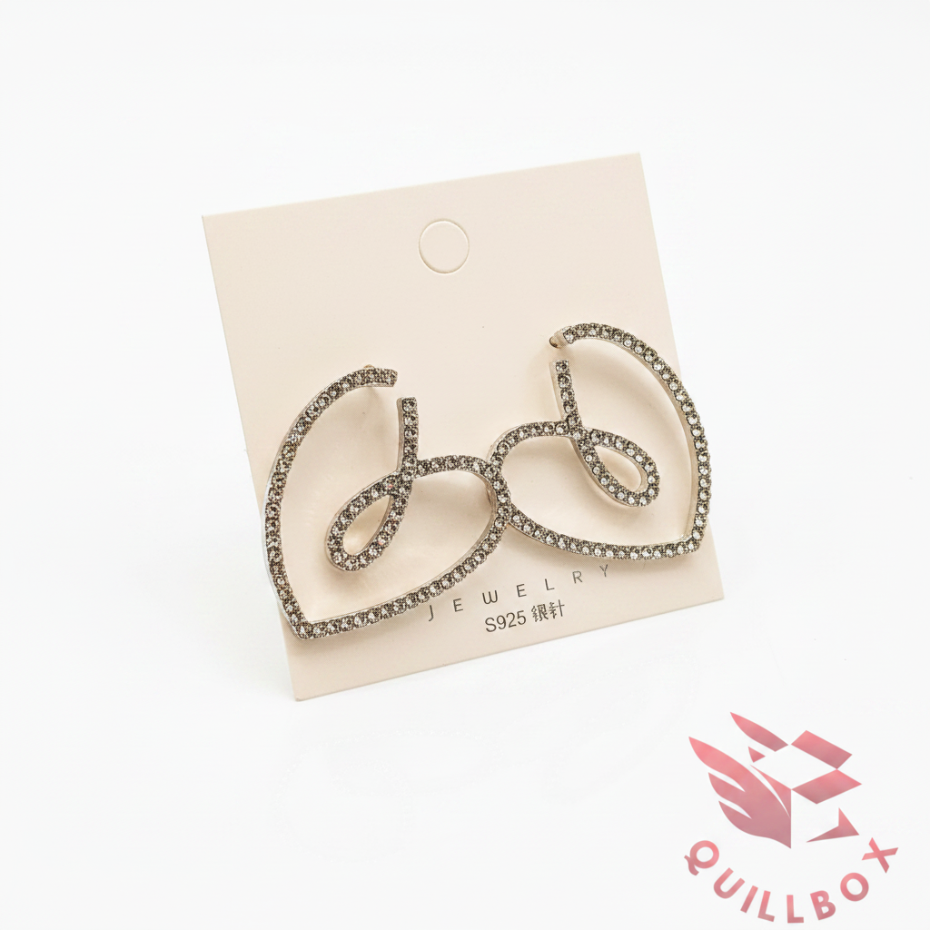 Pendientes rhinestone doble bucle - detalle strass plateado