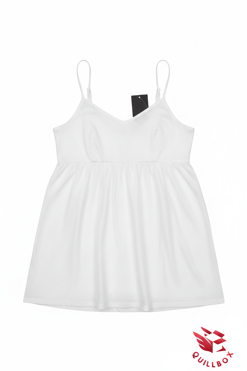 Vestido mini blanco algodón bordado - detalle superior fondo blanco