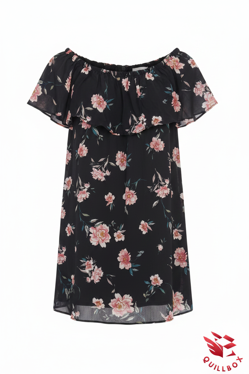 Vestido Bershka floral negro - vista frontal