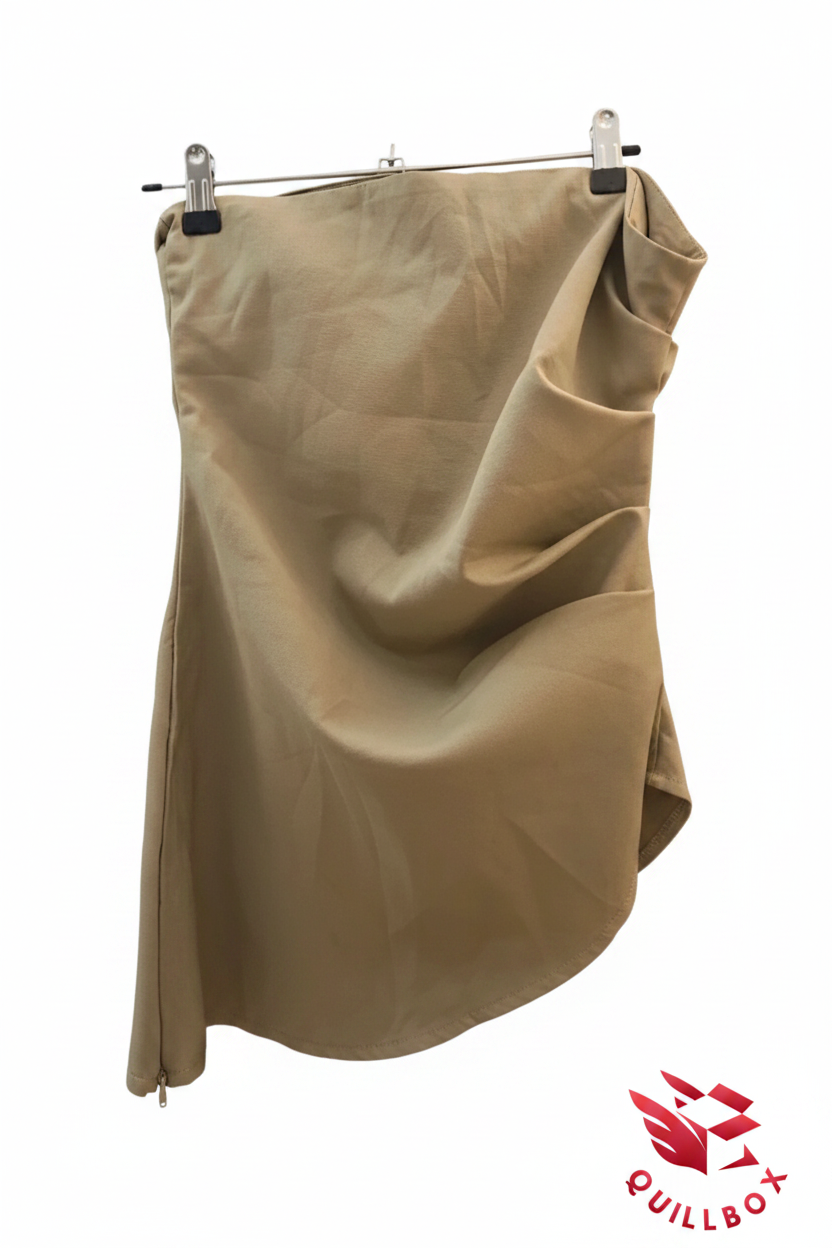 Falda drapeada beige - vista lateral