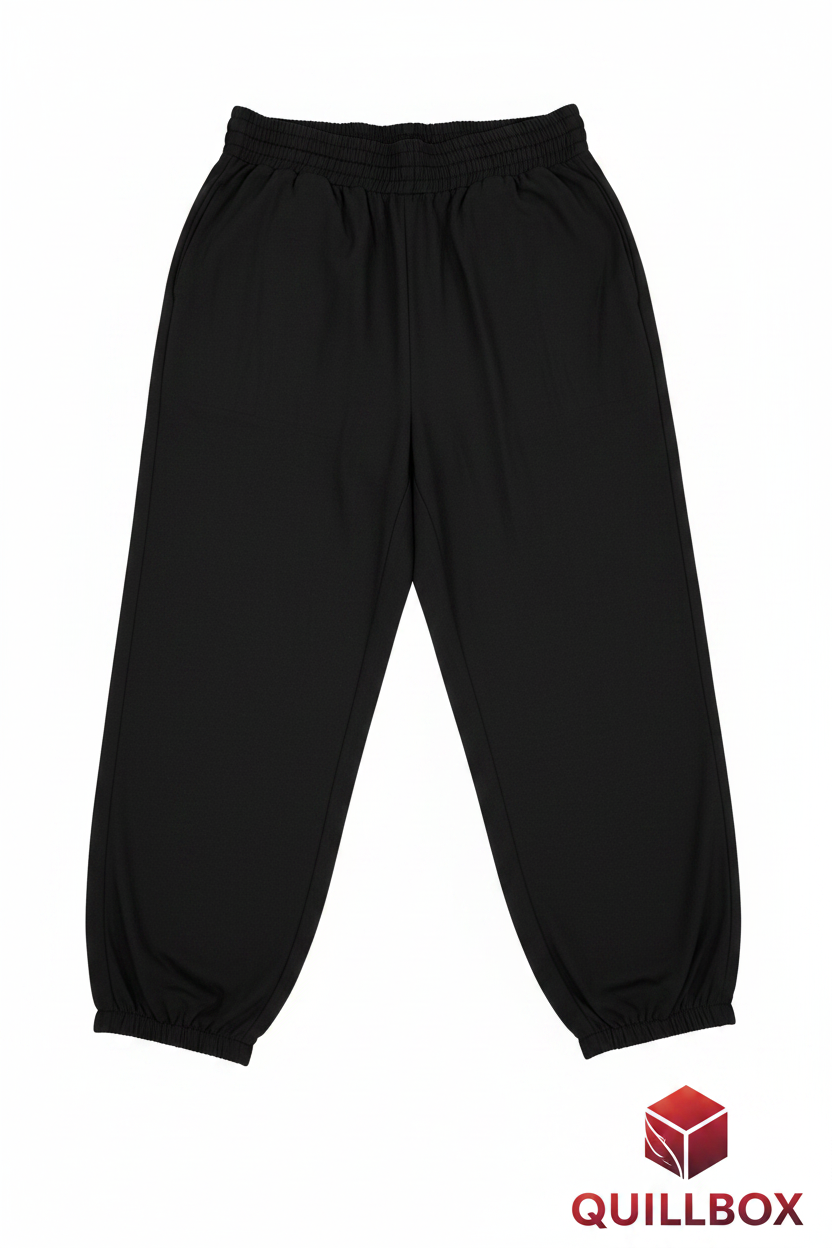 Jogger negro SHEIN Curve 2XL - vista frontal cinturilla elástica smocked