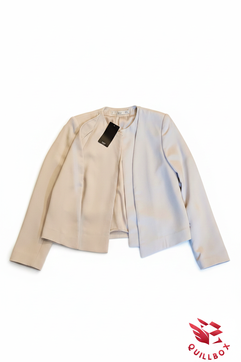 Blazer crudo collarless Mango - vista completa fondo blanco