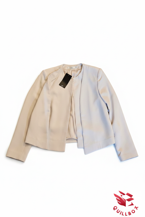 Blazer crudo collarless Mango - vista completa fondo blanco