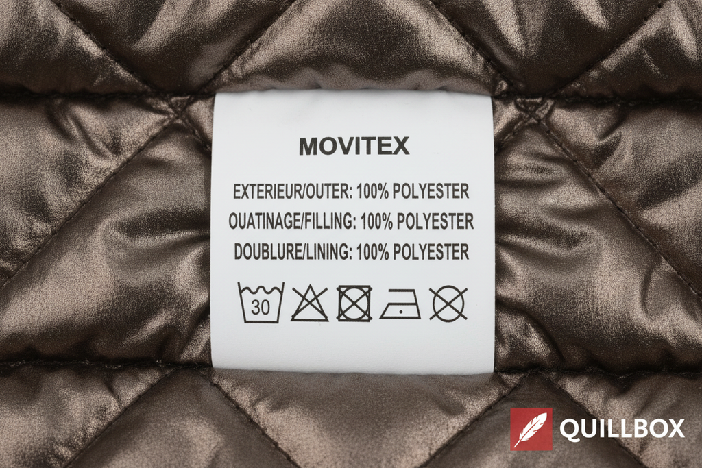 Etiqueta MOVITEX 100% Polyester exterior relleno forro