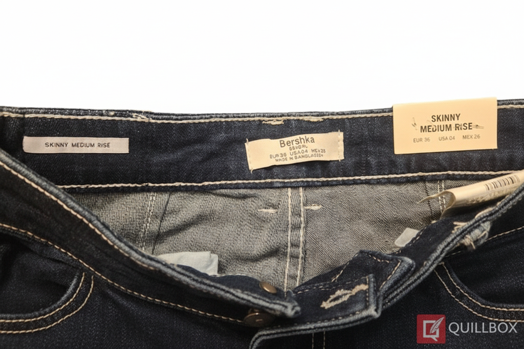 Jeans Bershka - interior cinturilla etiquetas EUR 36 Made in Bangladesh