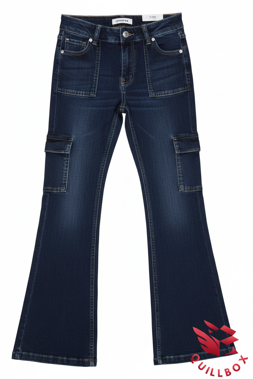 Pantalones cargo flare vaqueros