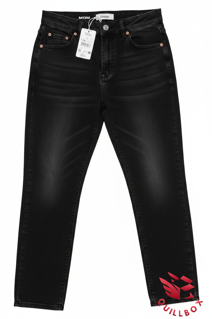 Vaqueros Mom Slim Negros/Grises