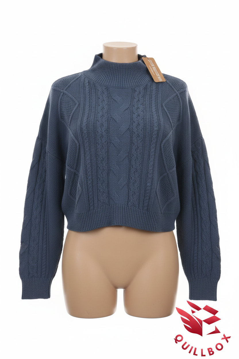 Jersey de punto trenzado azul
