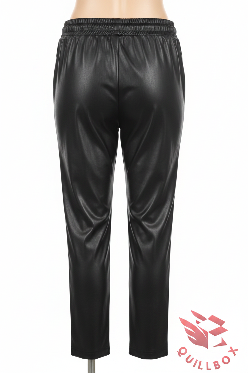 Pantalón polipiel negro cintura elástica