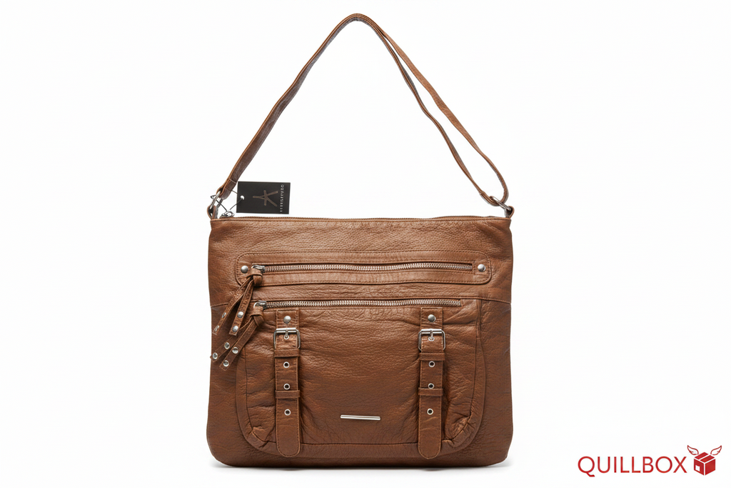 Brown crossbody bag with multiple pockets