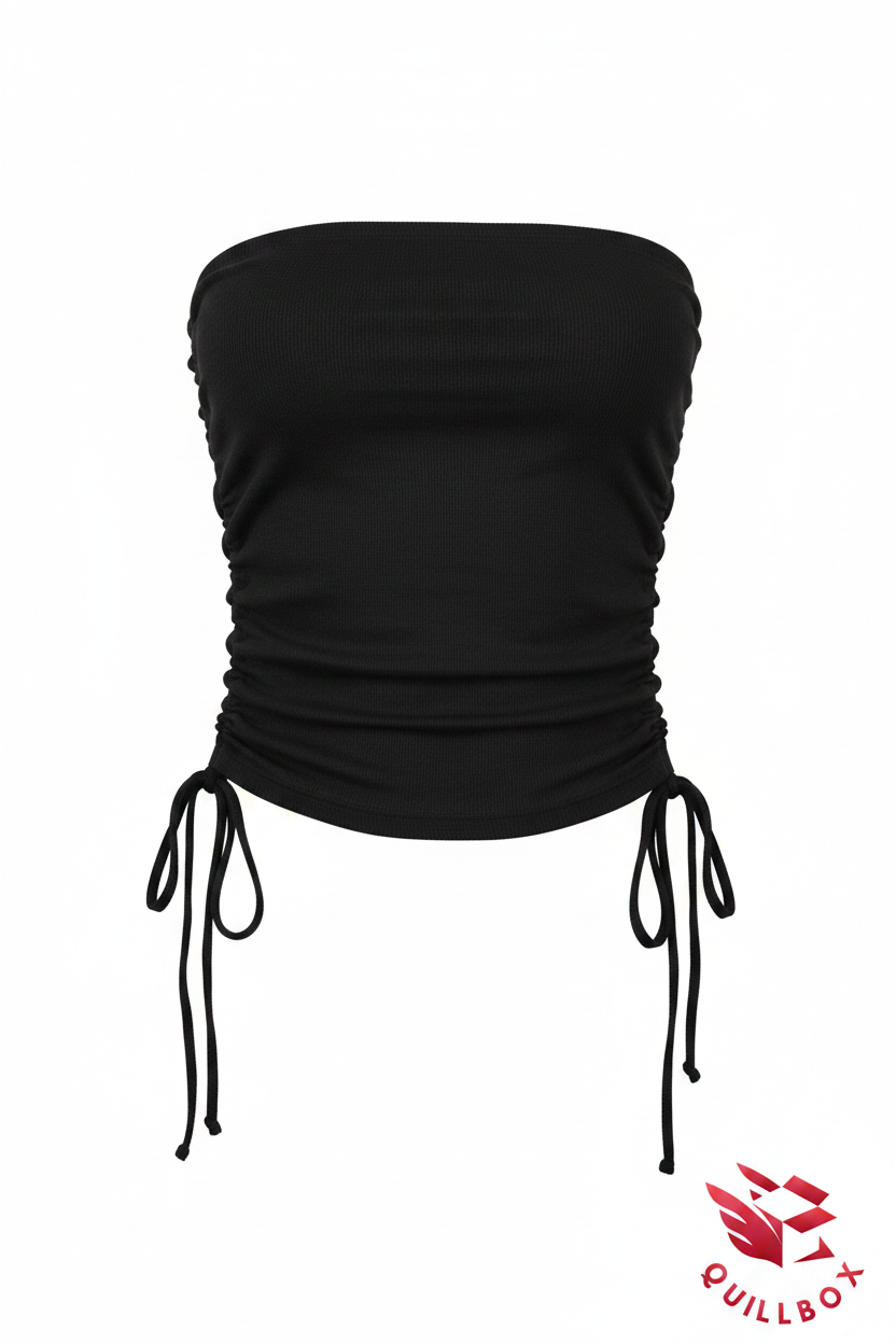 Black Ruched Tube Top One Size
