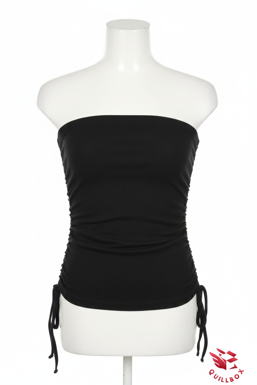 Black Ruched Tube Top One Size