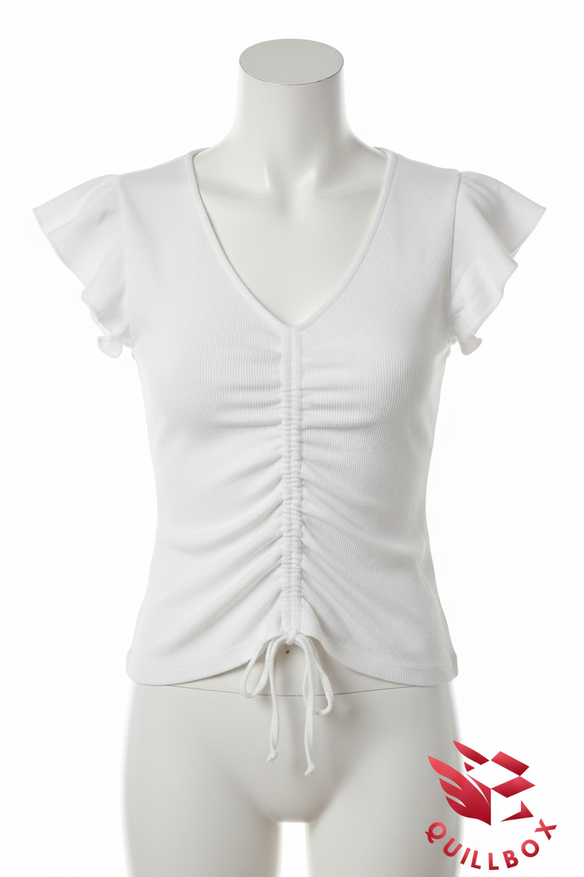 Camiseta GAP canalé fruncida blanca