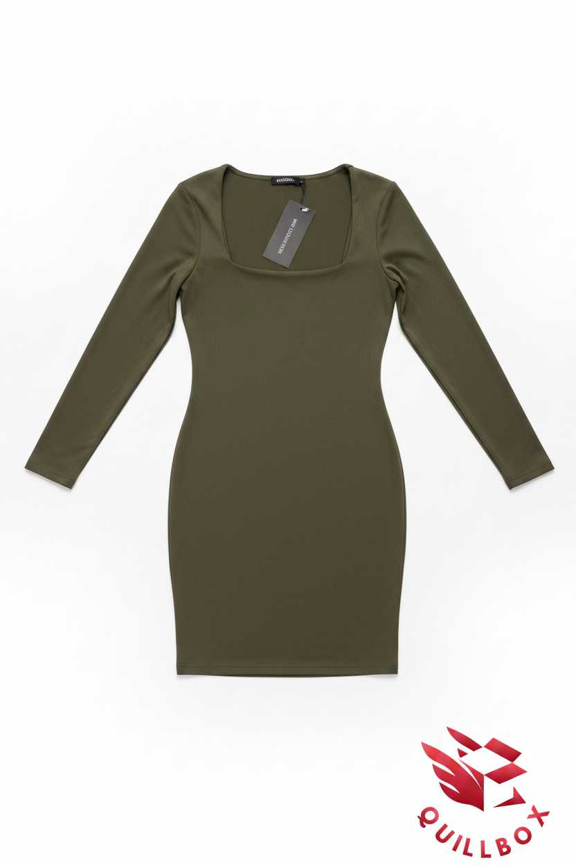 Vestido ajustado verde con hombreras