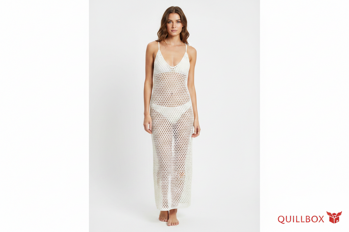 Long white/off-white openwork knit dress!