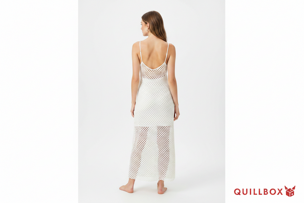 Long white/off-white openwork knit dress!