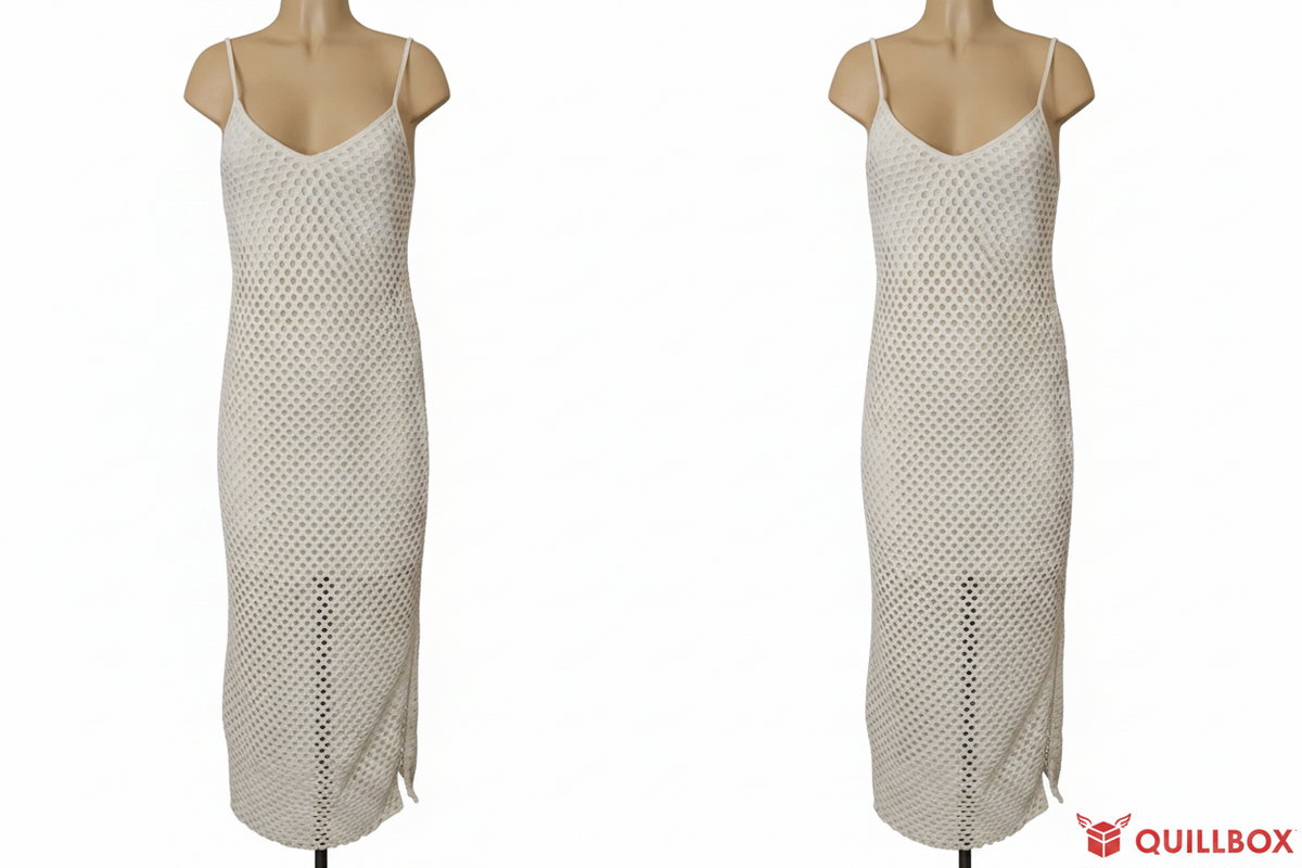 Long white/off-white openwork knit dress!
